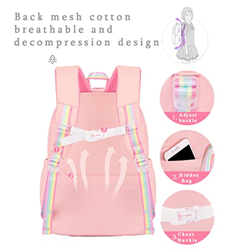 FMCEUEX Kawaii Backpack For Boy Girls, Rainbow Starry School Backpacks With Compartments Applicable to Laptop Bag Travel Bag Book Bag, Blue Medium 16.5in