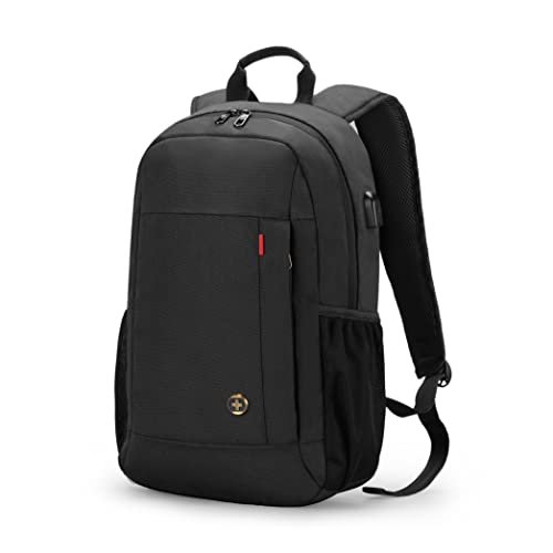 Swissdigital Design Bronze Travel Laptop Backpack,College Laptop Backpack with USB Charging Port for Men Women Business Computer Bag 15.6 inch Black