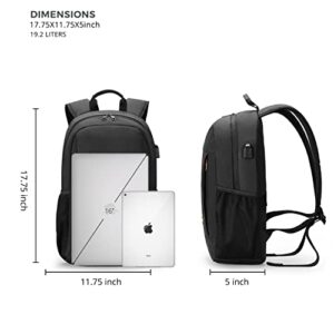 Swissdigital Design Bronze Travel Laptop Backpack,College Laptop Backpack with USB Charging Port for Men Women Business Computer Bag 15.6 inch Black