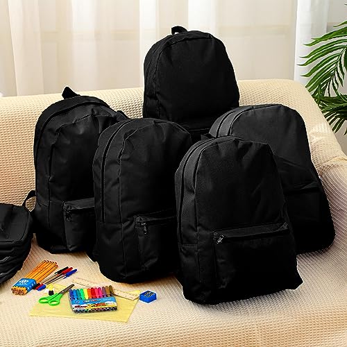 Amylove 12 Pack Backpack in Bulk 17 inch Lightweight Student Outdoor Travel Book Bag Kid Classic School Bookbag for Boy Girl (Black)