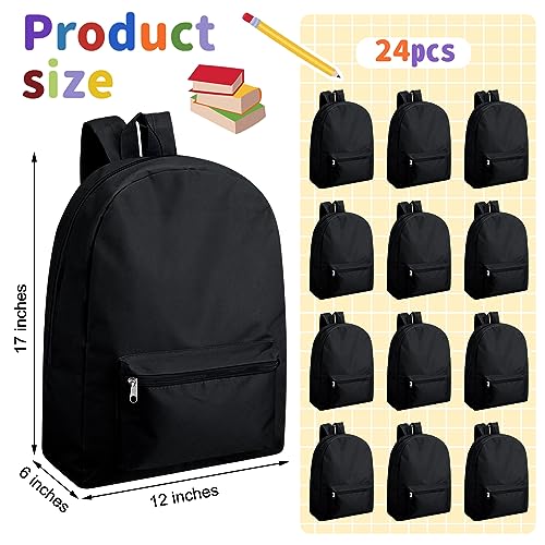 Amylove 12 Pack Backpack in Bulk 17 inch Lightweight Student Outdoor Travel Book Bag Kid Classic School Bookbag for Boy Girl (Black)