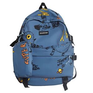 uzdyaht aesthetic backpack cute kawaii backpack 17-inch graffiti laptop backpack for teen boys girls women (blue)