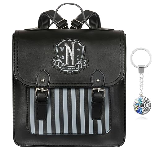 CICOCI Wednesday Backpack Addams Black Faux Leather Bag Nevermore Academy Back to school Schoolbag Gifts For girls