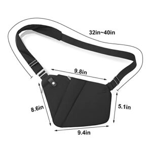 BIMHHUSE Sling Bag Light Thin Chest Shoulder Bag Casual Daypack Shoulder Crossbody Lightweight Anti Theft Outdoor Travel Hiking Bag (1.0 Black, Small)