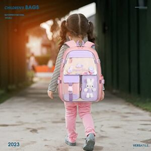 cotmcor Kids Backpacks for Girls, Kawaii Backpack, Cute Bunny School Bag for Kindergarten and Elementary, Medium