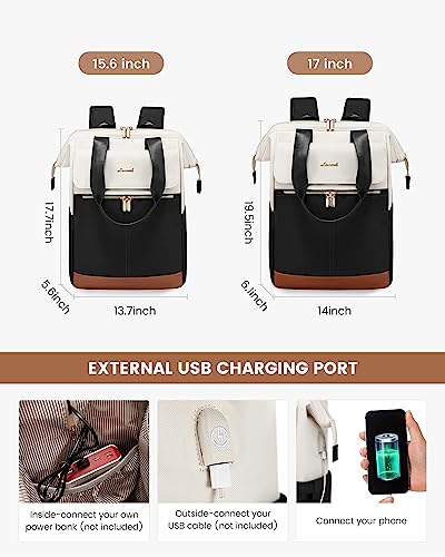 LOVEVOOK Laptop Backpack for Women Men, 15.6 Inch Work Backpacks Purse with USB Port, Waterproof Nurse Teacher Bag, Wide Open Business Travel Computer Backpack, Convertible College Tote Daypack