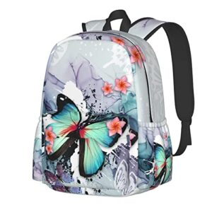 fdoubzhi butterfly ink paint flowers backpacks 16.9 inch laptop tlarge capacity book bag adult travel hiking camping daypack