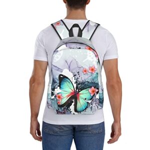 FDOUBZHI Butterfly Ink Paint Flowers Backpacks 16.9 Inch Laptop Tlarge Capacity Book Bag Adult Travel Hiking Camping Daypack