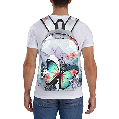 FDOUBZHI Butterfly Ink Paint Flowers Backpacks 16.9 Inch Laptop Tlarge Capacity Book Bag Adult Travel Hiking Camping Daypack