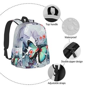 FDOUBZHI Butterfly Ink Paint Flowers Backpacks 16.9 Inch Laptop Tlarge Capacity Book Bag Adult Travel Hiking Camping Daypack