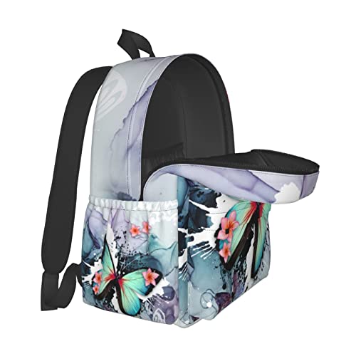 FDOUBZHI Butterfly Ink Paint Flowers Backpacks 16.9 Inch Laptop Tlarge Capacity Book Bag Adult Travel Hiking Camping Daypack