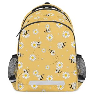 uoyo bee backpack for toddler girls, honeybee daisy school book bag with chest strap and reflective strip travel laptop casual shoulder bags outdoor hiking daypack