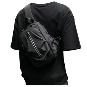 keyemp small sling crossbody bag backpack waterproof lightweight shoulder travel hiking chest bags with usb charging port for men women, black