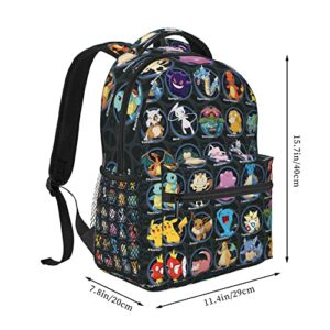 TopJianyu Anime Backpacks For Boys Teen Cartoon Backpacks Black Bookbag Lightweight Cute Daybag Travel Bag…