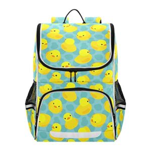joko ivery yellow rubber duck kids backpack for school bookbag with chest clip for girls boys elementary travel
