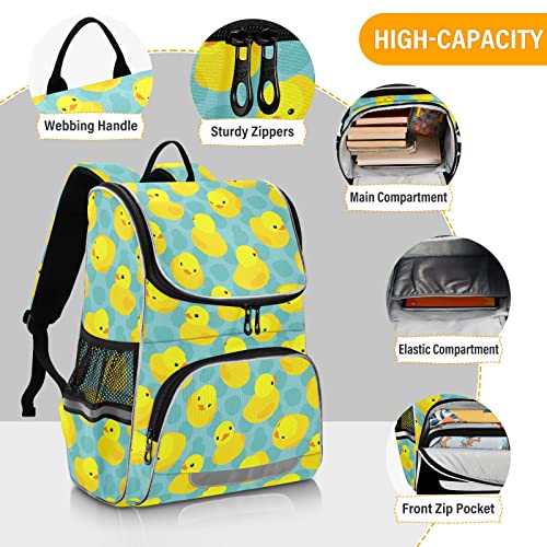 Joko Ivery Yellow Rubber Duck Kids Backpack for School Bookbag with Chest Clip for Girls Boys Elementary Travel