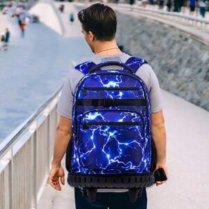 AGSDON Rolling Backpack for boys, Men Roller Wheels Bookbag, Laptop Wheeled School Bag with Wheels for Teens - Blue