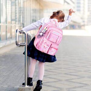 Nzahdwu Cute Kids Backpacks 18.1" Laptop Backpack Anti Theft Travel Backpack Kawaii Backpacks for Ages 6-12 Girls Lightweight Waterproof School Backpck (Pink)