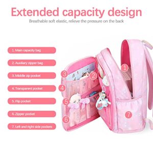 Nzahdwu Cute Kids Backpacks 18.1" Laptop Backpack Anti Theft Travel Backpack Kawaii Backpacks for Ages 6-12 Girls Lightweight Waterproof School Backpck (Pink)