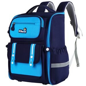 fsoezso school backpacks 16 * 12 * 5 in for boy, cute book bag with compartments for teen boy kid students elementary middle school, kids' school bag, blue