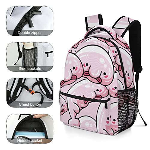 Kawaii Cute Blobfish Cute Laptop Backpacks Travel Daypacks Unisex Fashion College Shoulder Bag