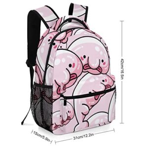 Kawaii Cute Blobfish Cute Laptop Backpacks Travel Daypacks Unisex Fashion College Shoulder Bag