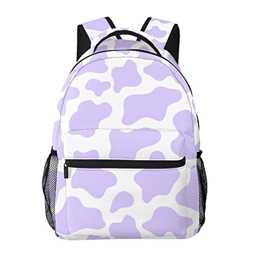 ROSIHODE Cute Cow Print Backpack Adjustable Shoulder Strap Bookbag, Casual Daypack Lightweight Backpack for Adults