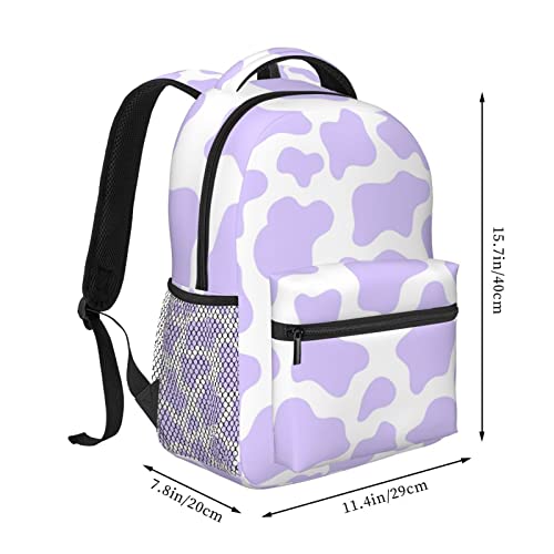 ROSIHODE Cute Cow Print Backpack Adjustable Shoulder Strap Bookbag, Casual Daypack Lightweight Backpack for Adults