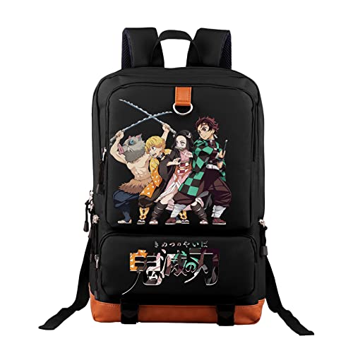 Zusvus Anime Backpack Laptop Bag Student School Book Bag Large Capacity Multipurpose Casual Travel Daypack Black