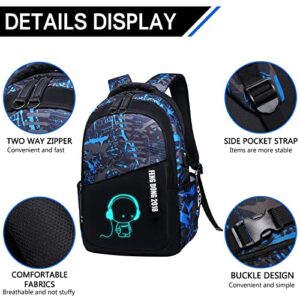 EDOSSA Backpack for Boys, 15.6 Laptop Backpack with USB Charging Port, Bookbag for School,Messenger Bag,Teens Backpack, Cool Backpack School, Backpack for Girls/Boys,luminous backpack，anime backpack.