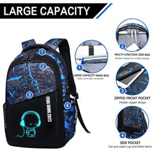 EDOSSA Backpack for Boys, 15.6 Laptop Backpack with USB Charging Port, Bookbag for School,Messenger Bag,Teens Backpack, Cool Backpack School, Backpack for Girls/Boys,luminous backpack，anime backpack.