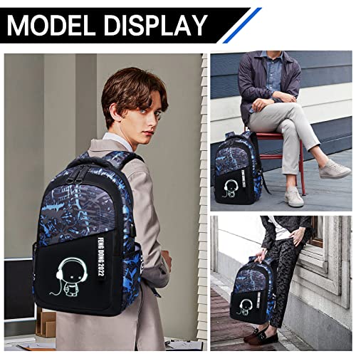 EDOSSA Backpack for Boys, 15.6 Laptop Backpack with USB Charging Port, Bookbag for School,Messenger Bag,Teens Backpack, Cool Backpack School, Backpack for Girls/Boys,luminous backpack，anime backpack.