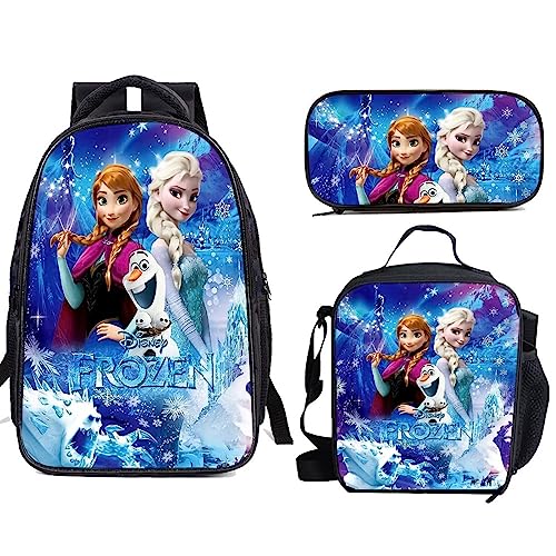 BIZFABO Backpack for Girls Kids School Backpack with Lunch Box Girls Backpack Set for Elementary Preschool Bookbag Set 3 Pcs Toddler Girls Backpack 3 in 1 School Bags Set Princess One Size