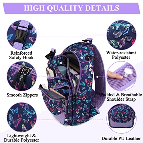 VASCHY Sling Bag for Women, One Strap Anti-theft Shoulder Crossbody Small Backpack Chest Bag for Hiking/Travel Butterfly