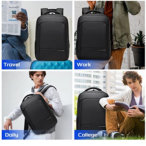 Victoriatourist Travel Laptop Backpack for Men Women, 15.6 Inch Anti Theft Business Laptop Backpack with Zipper Automatic Locking,Water Resistant College Bookbag Computer Bag Backpack for Work(Black)