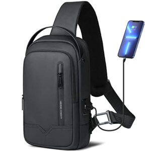 hk anti-theft sling crossbody shoulder bag for men and women with usb charging,11.3 inch waterproof lightweight casual daypack chest bag crossbody sling backpack for travel hiking biking outdoor work