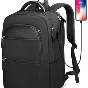 17 Inch Laptop Backpack for Men, TSA Approved Large Computer Backpack with USB Charging Port, Water Resistant Travel Business Backpack for Women, Anti Theft Carry on Daypack College Office Bag, Black