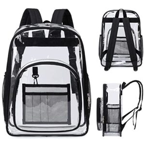 zenn outfitters clear pvc heavy duty transparent backpack, see-through material, easy to carry with cushioned straps, ideal for high security areas, airports, school, work, stadium