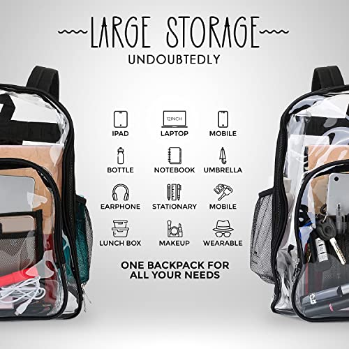 Zenn Outfitters Clear PVC Heavy Duty Transparent Backpack, See-Through Material, Easy to Carry with Cushioned Straps, Ideal for High Security Areas, Airports, School, Work, Stadium