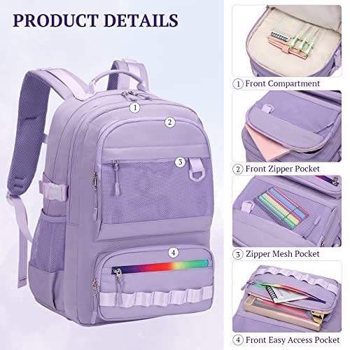 Lanola Laptop Backpack,Business Travel Anti Theft Durable Laptops Backpack,Water Resistant College School Computer Bag for Women & Men Fits 15.6 Inch Laptop and Notebook - Purple