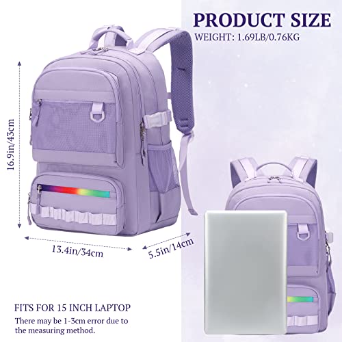 Lanola Laptop Backpack,Business Travel Anti Theft Durable Laptops Backpack,Water Resistant College School Computer Bag for Women & Men Fits 15.6 Inch Laptop and Notebook - Purple