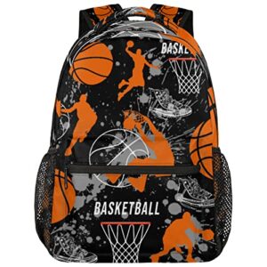 basketball backpack for boys, sports basketball print backpack, 16 inches basketball bag waterproof travel boys girls laptop backpack