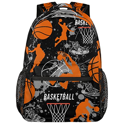 Basketball Backpack for Boys, Sports Basketball Print Backpack, 16 Inches Basketball Bag Waterproof Travel Boys Girls Laptop Backpack