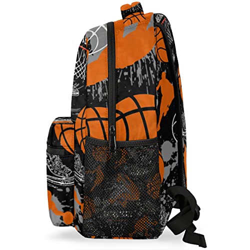 Basketball Backpack for Boys, Sports Basketball Print Backpack, 16 Inches Basketball Bag Waterproof Travel Boys Girls Laptop Backpack