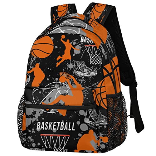 Basketball Backpack for Boys, Sports Basketball Print Backpack, 16 Inches Basketball Bag Waterproof Travel Boys Girls Laptop Backpack