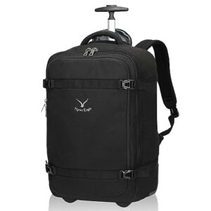 hynes eagle rolling backpack 42l backpack with wheels airline approved carry on luggage laptop travel backpack for women men black-2023