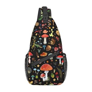 launamren mushroom gifts sling backpack mushroom gifts crossbody bag for women men sling bag travel hiking chest bag unisex