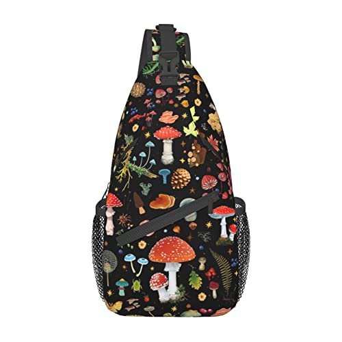 launamren Mushroom Gifts Sling Backpack Mushroom Gifts Crossbody Bag For Women Men Sling Bag Travel Hiking Chest Bag Unisex