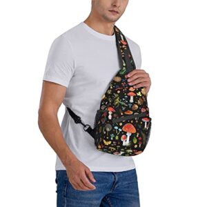 launamren Mushroom Gifts Sling Backpack Mushroom Gifts Crossbody Bag For Women Men Sling Bag Travel Hiking Chest Bag Unisex