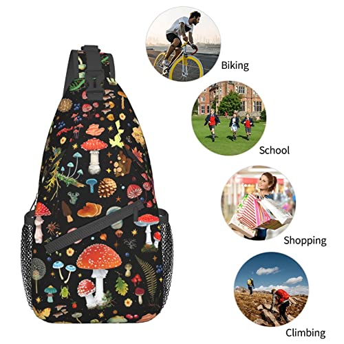 launamren Mushroom Gifts Sling Backpack Mushroom Gifts Crossbody Bag For Women Men Sling Bag Travel Hiking Chest Bag Unisex